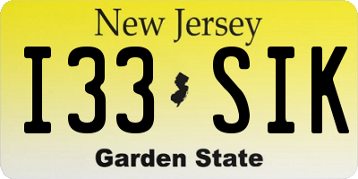 NJ license plate I33SIK