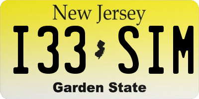 NJ license plate I33SIM