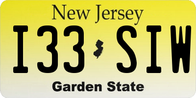 NJ license plate I33SIW