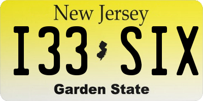 NJ license plate I33SIX