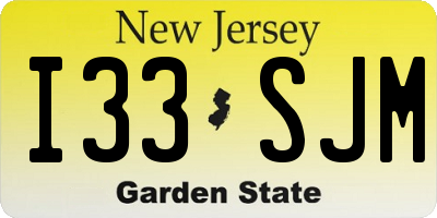 NJ license plate I33SJM