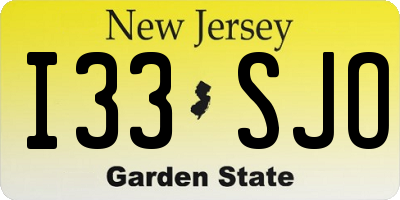 NJ license plate I33SJO
