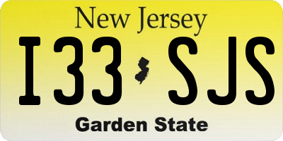 NJ license plate I33SJS