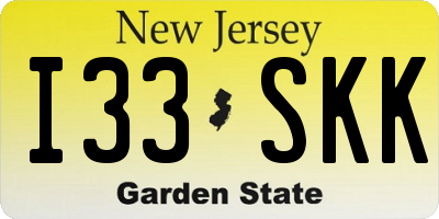 NJ license plate I33SKK