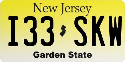 NJ license plate I33SKW