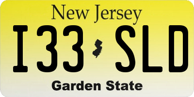 NJ license plate I33SLD