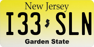 NJ license plate I33SLN