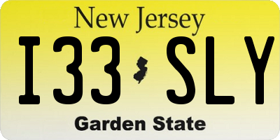 NJ license plate I33SLY