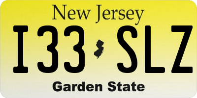 NJ license plate I33SLZ