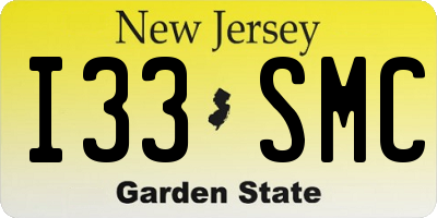 NJ license plate I33SMC