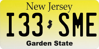 NJ license plate I33SME