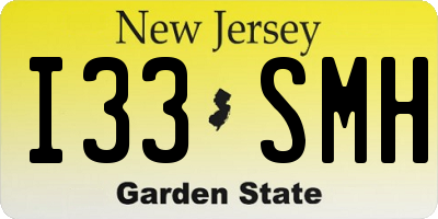 NJ license plate I33SMH