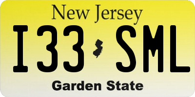 NJ license plate I33SML