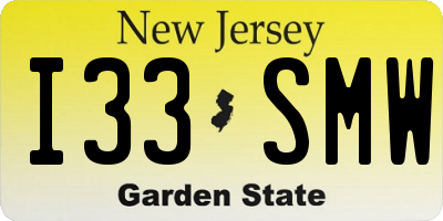 NJ license plate I33SMW