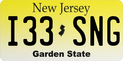 NJ license plate I33SNG