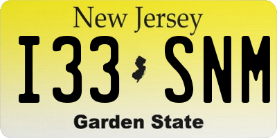 NJ license plate I33SNM