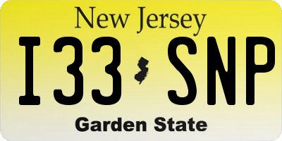 NJ license plate I33SNP