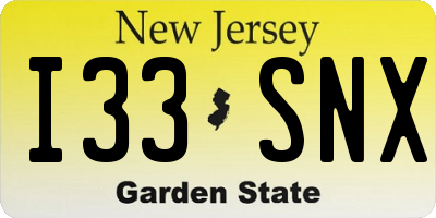 NJ license plate I33SNX