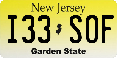 NJ license plate I33SOF