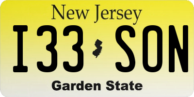 NJ license plate I33SON