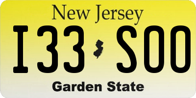 NJ license plate I33SOO