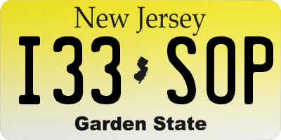 NJ license plate I33SOP
