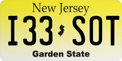 NJ license plate I33SOT