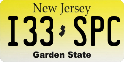 NJ license plate I33SPC