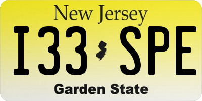 NJ license plate I33SPE