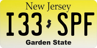 NJ license plate I33SPF