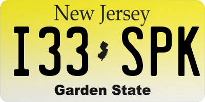 NJ license plate I33SPK