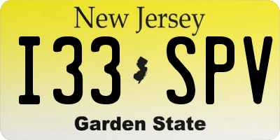 NJ license plate I33SPV