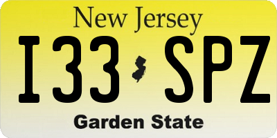 NJ license plate I33SPZ