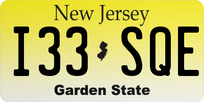 NJ license plate I33SQE