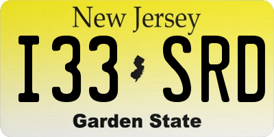 NJ license plate I33SRD