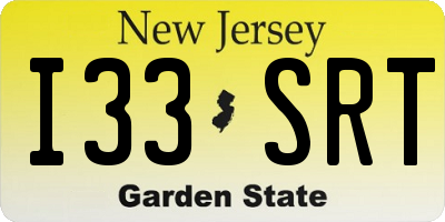 NJ license plate I33SRT
