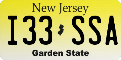 NJ license plate I33SSA