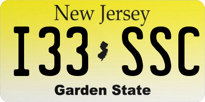 NJ license plate I33SSC