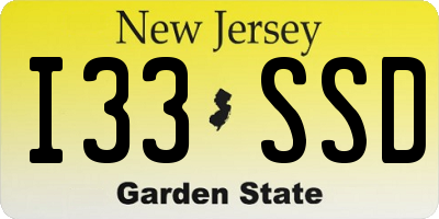 NJ license plate I33SSD