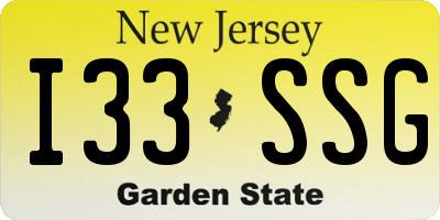 NJ license plate I33SSG