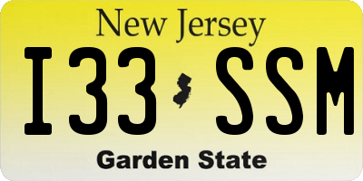 NJ license plate I33SSM