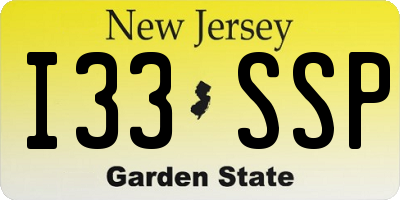 NJ license plate I33SSP