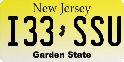 NJ license plate I33SSU