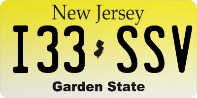 NJ license plate I33SSV