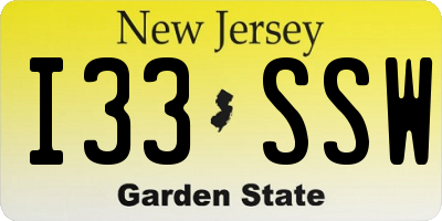 NJ license plate I33SSW