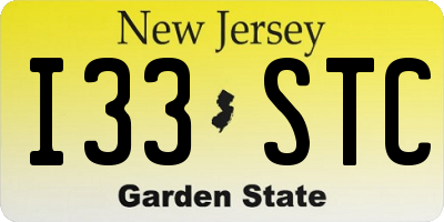 NJ license plate I33STC