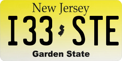 NJ license plate I33STE