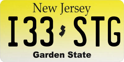 NJ license plate I33STG