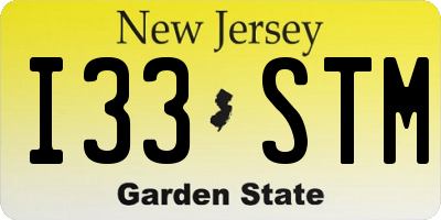 NJ license plate I33STM