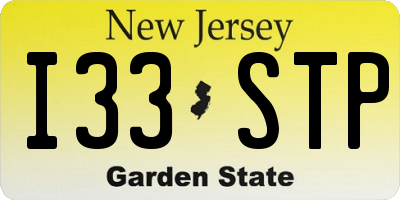 NJ license plate I33STP